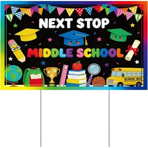 5th Grade Graduation Decorations - Elementary Graduation Yard Signs Class of 2026 Next Stop Middle School 17 X 10 Inches  Congrats Graduate Sign with Stake Lawn Party Decoration