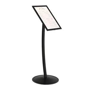 M&T Displays UCUMSB0517x2000 Simplistic Curved Menu Board 11x17 Aluminum Black Pedestal Sign Holder - for Restaurant Cafe