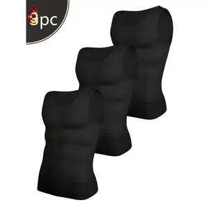 3-Pack Men’s Slim Fit Compression Shirts – Smooth Body Shaping Tank Top for a Toned Look, Tummy Control Undershirts with Seamless Fit, Ideal for Gym, Casual & Everyday Wear
