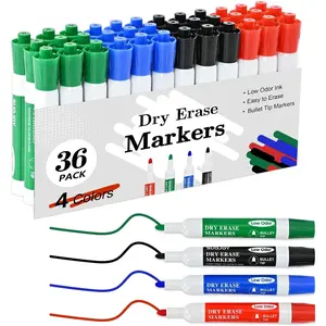 Dry Erase Markers, BulletTip Whiteboard Markers, Low Odor Thick Dry Markers, 36 Bulk 4 Assorted Color Marker for Whiteboard, Classroom, Office &