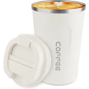12 Oz Stainless Steel Vacuum Insulated Tumbler - Coffee Travel Mug Spill Proof with Lid - Thermos Cup for Keep Hot/Ice Coffee,Tea and Beer (White) others