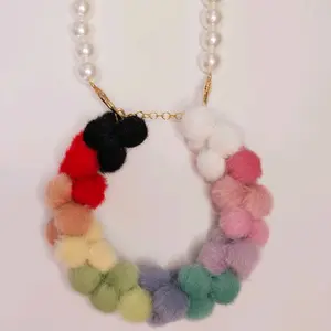 Fuzzy Pom-Pom 12mm Mixed Color Pendant - Soft Colorful Pom-Poms for Jewelry Making and Accessories