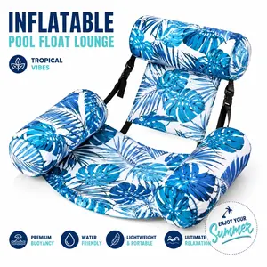 Inflatable Pool Float Chair with Cooling Mesh Seat, Tropical Water Hammock Lounge, Perfect for Summer Pool Beach Lake Vacation