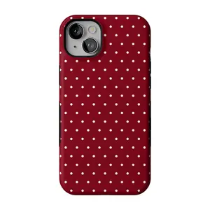Casely iPhone 14 Case | On the Dot | Maroon Polka Dot | Bold Protective Design | Compatible with MagSafe