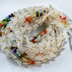 CharuzBeads Glow of the Butterfly Waist Beads 50 inches Glow-in-the-Dark Beads with Crystal Accents Handmade African Heritage Body Jewelry