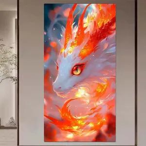 1 set of DIY diamond painting kit, 5D diamond art set, DIY decoration dragon, flames, colorful. Mosaic, diamond art, DIY art home decoration, Wall Art Painting