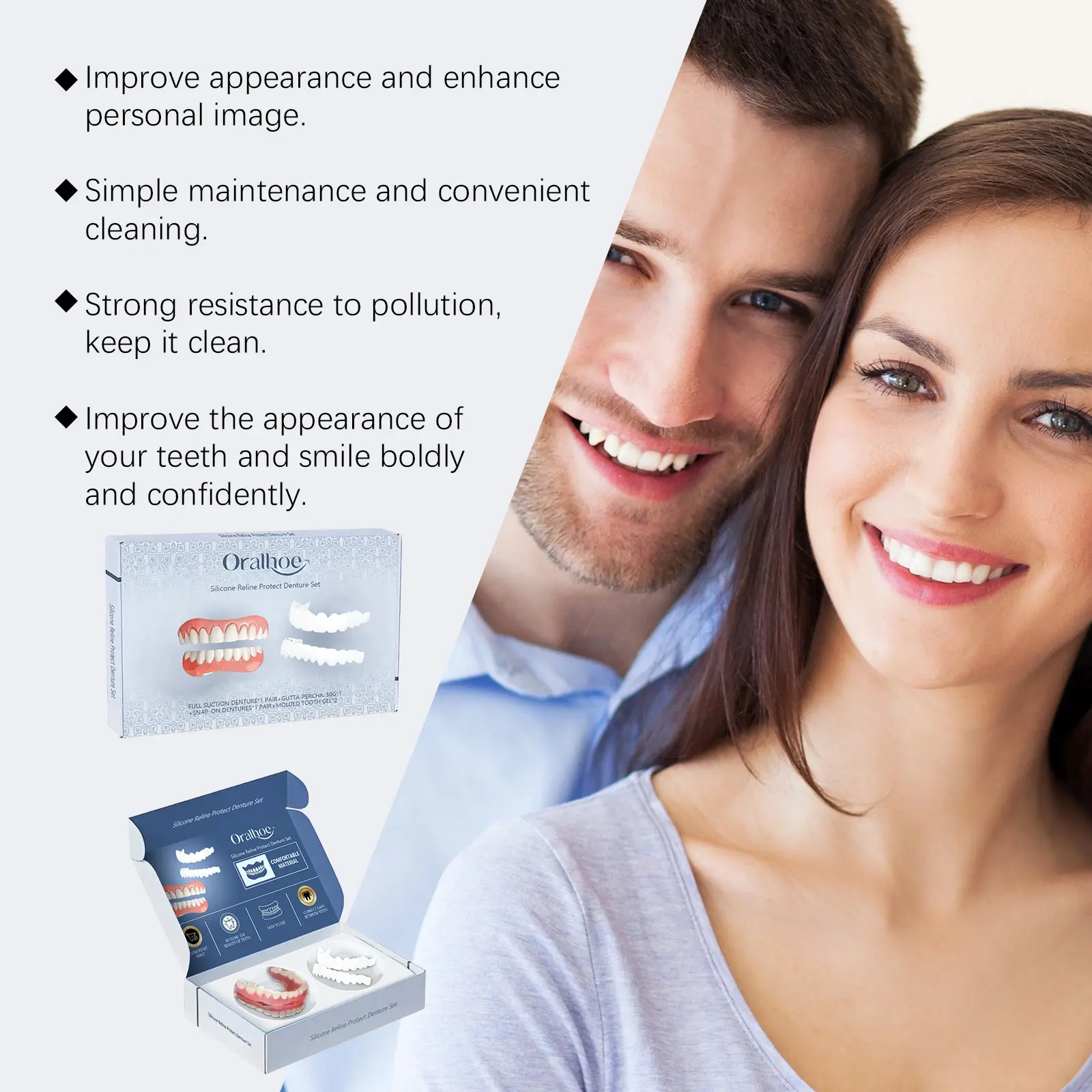 Oralhoe Decorative Teeth Appearance Kit, Comfort‑Material Oral Cosmetic Accessory, For Improved‑Looking Smile Daily Beauty Set