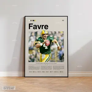 Brett Favre Poster, Favre Packers Print, Framed Green Bay Packers Art, Green Bay Packers Wall Decor, NFL Print Fan Gift Idea, Favre Print