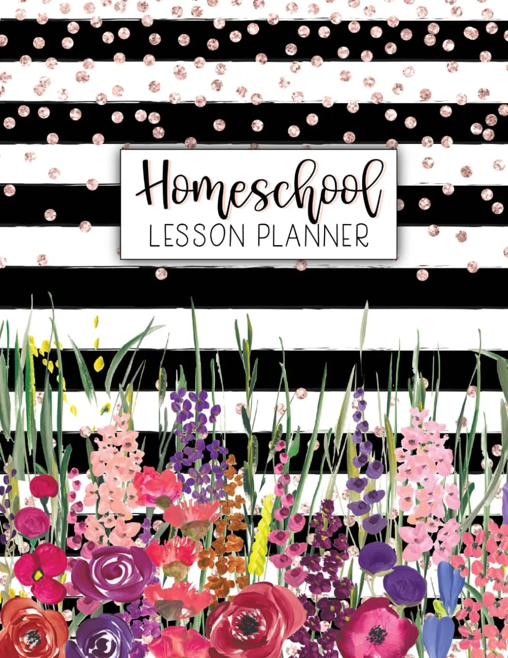 Homeschool Lesson Planner: Weekly & Monthly Record Book for Teaching Multiple Kids | July - June Academic Calendar Year Agenda | Watercolor Stripes