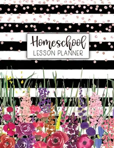 Homeschool Lesson Planner: Weekly & Monthly Record Book for Teaching Multiple Kids | July - June Academic Calendar Year Agenda | Watercolor Stripes