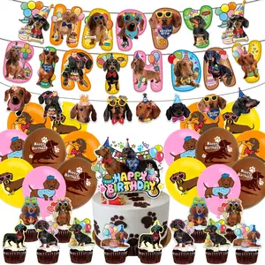 31-Piece Sausage Dog Theme Birthday Party Decoration Set, Includes Banner, Garlands, Cake Topper, Balloons, Perfect for Sausage Dog Lovers
