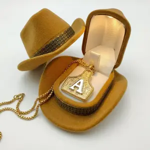 Handmade CowTag Initial Necklace Two-Toned Letter Pendant Adjustable 20 Inch Chain Western Jewelry Gift for Men Women TikTokShopBlackFriday