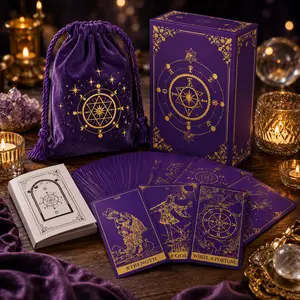 Purple Gold Tarot Cards Deck, 78-Card Classic Tarot Set with Guide Book & Velvet Carry Bag, Beginner Friendly Tarot Deck for Readings, Witchy Gifts for Women