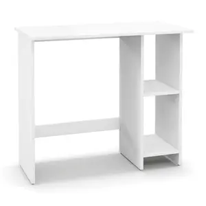COSTWAY - Small Computer Desk with Storage and Adjustable Shelf-White