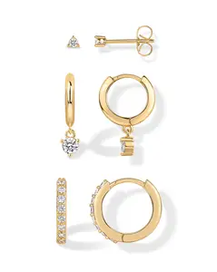 PAVOI 18K Yellow Gold Plated Earring Set – Studs, Huggies, Crawlers & Dangle Earrings with Cubic Zirconia - Trendy Earscape Jewelry Pack for Women