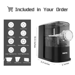 Electric Pasta Machine, Automatic Pasta Maker Machine Electric with 8 Discs for Spaghetti & Fettucine and More, Easy-to-Clean Noodle Maker with Measuring Cup, Cleaning Scraper and Flour Cup,two colors