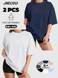 Jxgogo Women's Plus Size Short Sleeve T-Shirt Set, Loose Fit Sport Top, Casual Workout Tops, Ideal for Gym, Yoga, Casual Wear, Comfortable and Versatile
