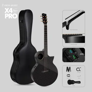 【Enya X4 PRO Acoustic Electric Guitar】41-Inch Full Size Carbon Fiber Cutaway Design, AcousticPlus Pickup System with Built-in Effects & Tuner, Includes Deluxe Hard Case, Leather Strap, Cable  Christmas Gift, TikTokShopHolidayHaul
