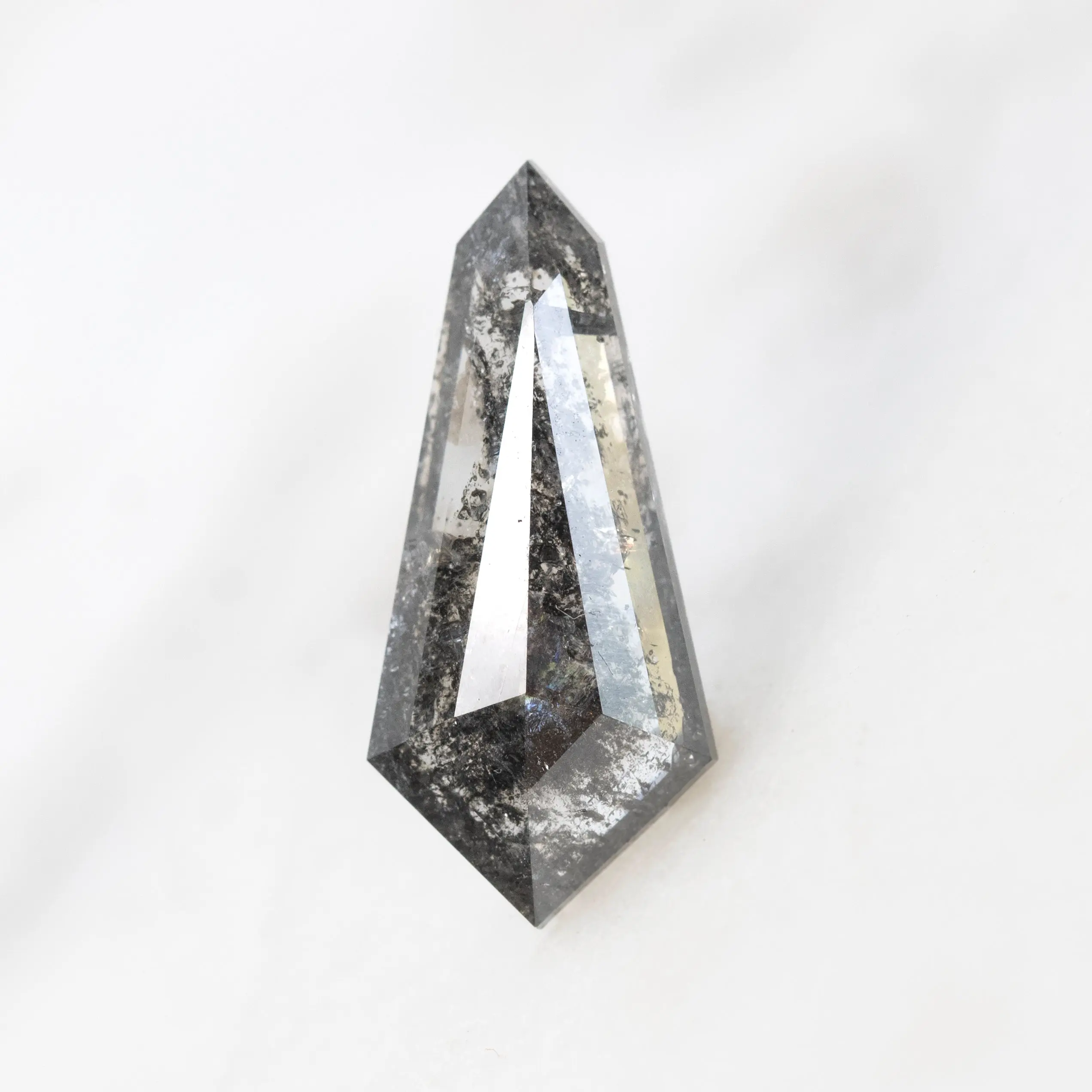 2.68 Carat Shield Cut Dark + Clear Salt and Pepper Diamond for Custom Work - Inventory Code DCS268