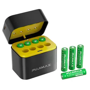 PUJIMAX 1.5V 3400mWh Constant Voltage AA Rechargeable Lithium Battery with Charging Case（8Pcs/Pack）