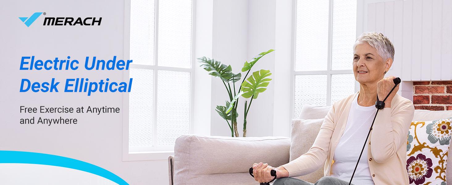 MERACH Under Desk Elliptical Machine Ellipse Leg Exerciser for Seniors 12 Adjustable Speed Quiet & Portable Seated Pedal Remote Control & Non-Slip Pad SpringStatements