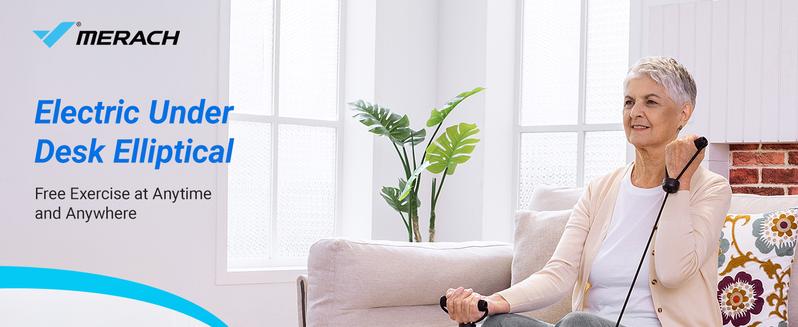 MERACH Under Desk Elliptical Machine Ellipse Leg Exerciser for Seniors 12 Adjustable Speed Quiet & Portable Seated Pedal Remote Control & Non-Slip Pad