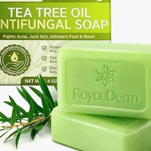 Roycederm Antifungal Antibacterial Tea Tree Soap: Antifungal Antibacterial Treatment for Face & Body Acne, Athlete's Foot, Tinea, Folliculitis Ringworm Jock Itch (Pack of 1)