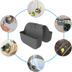 Silicone Sponge Holder for Kitchen Sink, Sponges Holder Over Faucet, Hanging Kitchen Sink Organizer Accessories Rack Basket