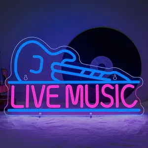 Guitar Neon Light for Wall Decoration, Bedroom Music Neon Light, Guitar LED Sign with USB Power, Ideal for Parties, Bars, Clubs