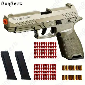 RunRest Soft Bullet Gun Toy Pistol With 100 Bullets, 12 Shells, And 2 Mazines New Toy Gun Pistol Hollow Hanging Machine, Toy Foam Blaster, Outdoor Sports Shooting Game,Halloween And Christmas Holiday Gifts