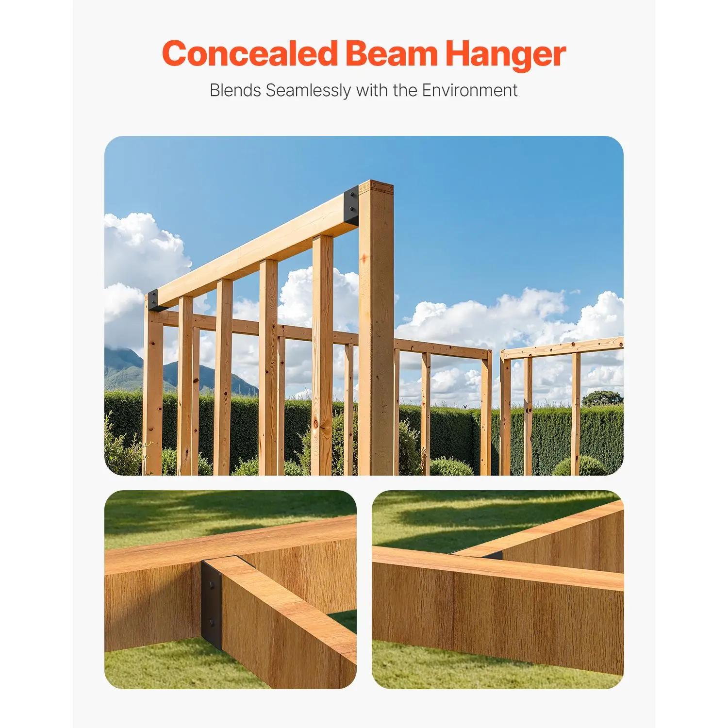 VEVOR Concealed Joist Hanger – 2x4 Outdoor Flange Bracket With Screws, 12-Pack Steel Support For Swings, Fences, Pergolas, And Wooden Slides