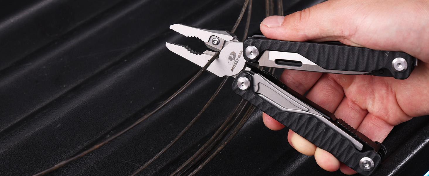 #backtoschool MOSSY OAK Multitool, 17-in-1 EDC Multi Tool with CNC-Machined Steel Pliers, G10 Anti-Slip Handle, Nylon Sheath & Belt Clip – Durable MultiTool for Camping, Hiking, Hunting, Survival, and Everyday Use