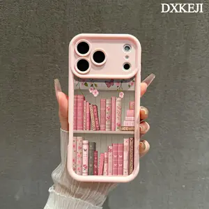 Blossom Bookshelf Phone Case, Soft Silicone, Fully Protected and Shockproof For iPhone 17 16 15 Pro Max 14 13 12 11 Plus Air Cover