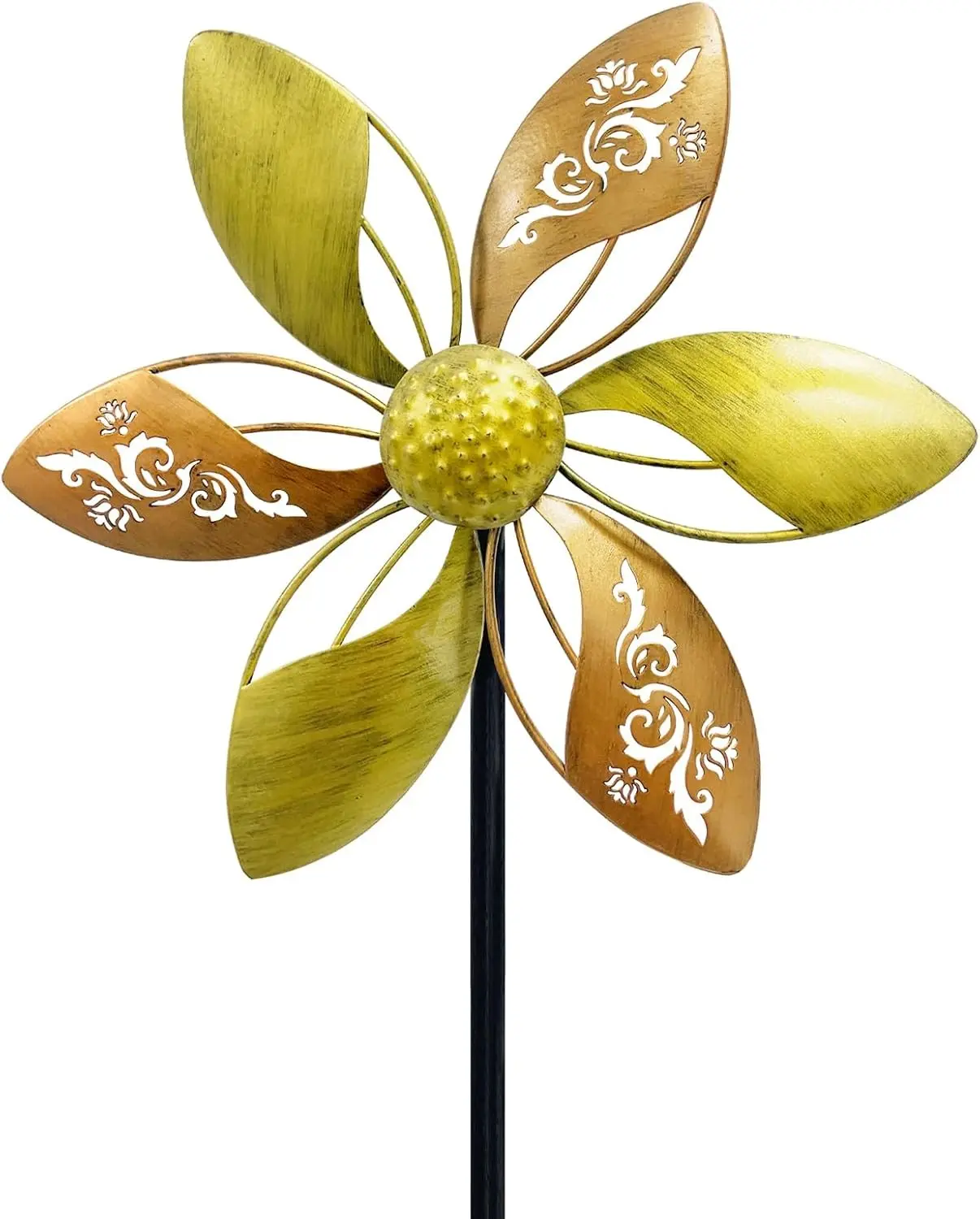 37" Rust-Resistant Metal Wind Spinner, Kinetic Garden Decor with Floral Motif, Smooth Rotation, Tool-Free Setup, Outdoor Yard Art for Home Supplies