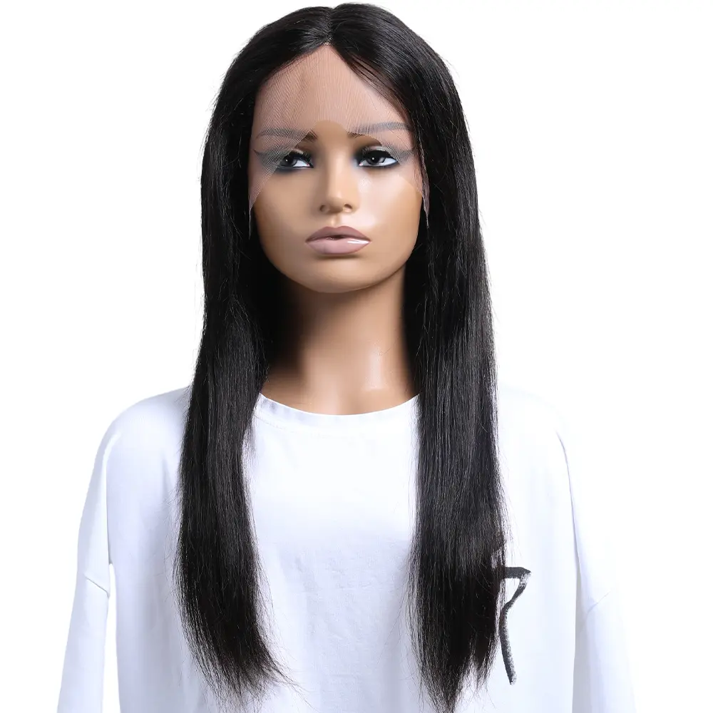 13*1 lace frontal natural black straight wig transparent lace 100% human hair wigs