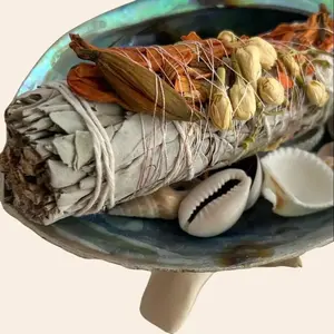 Chakra Sage Smudge Stick- Wrapped in Herbs for Chakra Alignment