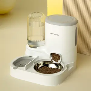 Automatic Pet Feeder, 3.5L Large Capacity Pet Feeding Bowl, Non-electric Durable Plastic Pet Feeder, Removable Stainless Steel Bowl for Cats and Small Dogs