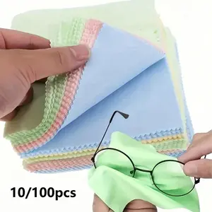 10/100pcs Suede Glasses Cleaner, Jewelry Care Wipes, Lens Cleaning Cloth, Anti-Fog Eyeglass Cloths, Multi-Purpose Soft Microfiber Towels