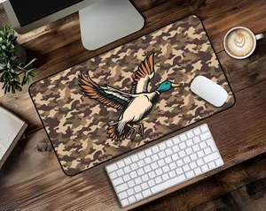 Retro Mallard Duck Camo Print, Nostalgic Southern Hunting Aesthetic, Non-Slip Desk Protector Mat, Must-Have Gift For Country Guys