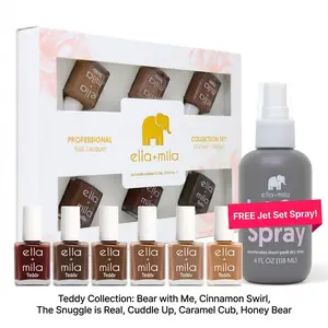 ella+mila Teddy Collection & Jet Set Spray - Viral Espresso & Quick Dry 7pc Kit