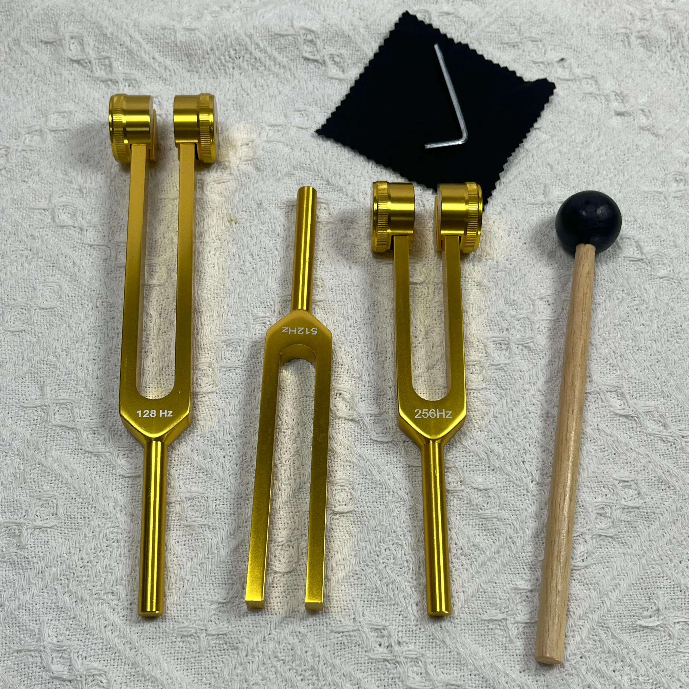 Aluminum Chakra Tuning Fork Set, 128hz, 256hz, 512hz, 528hz Frequencies, Resonant Pitch for Meditation & Healing, Metal