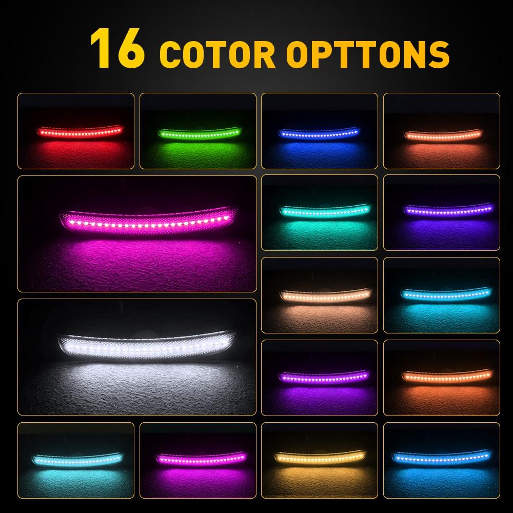 For Dodge Charger 2015-2023 RGB LED Side Marker Lights w/ Remote Control SMOKED4