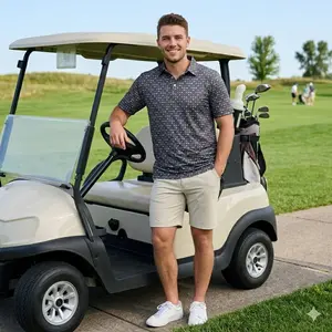 Destination Print Golf Polo Shirt for Men - Short Sleeve Casual Golf Polo, Classic Style