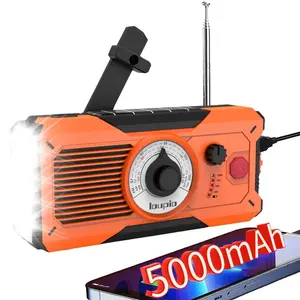 Emergency Solar Weather Radio, Multifunctional Radio, Noaa Alerts, 4 Power Options, Fm/am, Sos Alarm, Flashlight, Portable Bag, Ideal for Home & Camping