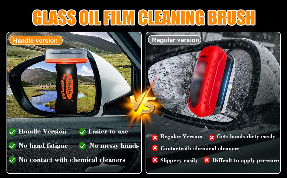 Glass Oil Film Remover for Car,Roll-On Glass Compound with Cleaning Window Board,Removes Oil Film & Smudges,Universal Effective Anti-Rain Fog Brush Oil Film Cleaning  for Car Windshields,car accessories
