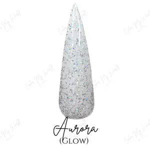 Aurora- glow dip powder, glow nails, diy nails, nails at home, winter mani, winter mani inspo