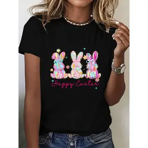 Happy Easter Glitter Tee for Men and Women – Festive Bunny Graphic Shirt