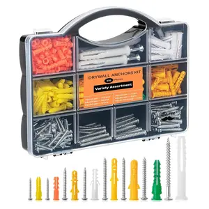 - 370 count Wall  Kit with Anchors & Screws, Picture  Kit for Wall Decor, Frames, Canvas, Drywall Anchor Assortment Kit for Sheetrock, Concrete & Brick, Picture Hangers in 5 Sizes