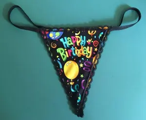 Womens HAPPY BIRTHDAY String Thong Lingerie Panty Underwear