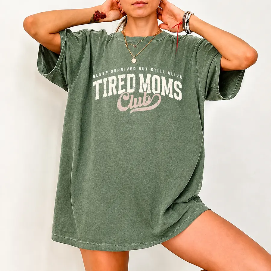 Tired Moms Club Comfort Colors T-shirt, funny mom life T-shirt perfect for Mother’s Day, great gift for first time moms and a sweet motherhood appreciation present